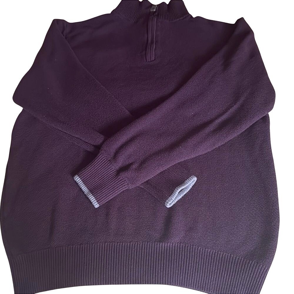 Tailorbyrd Mens Purple Quarter Zip Textured Knit Sweater Large‎ Business Preppy